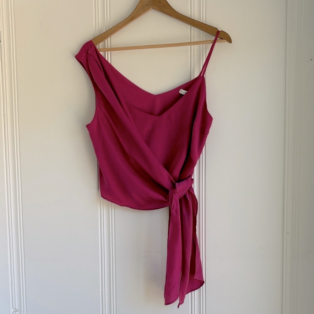 Lush Satin Magenta Wrap Camisole Top